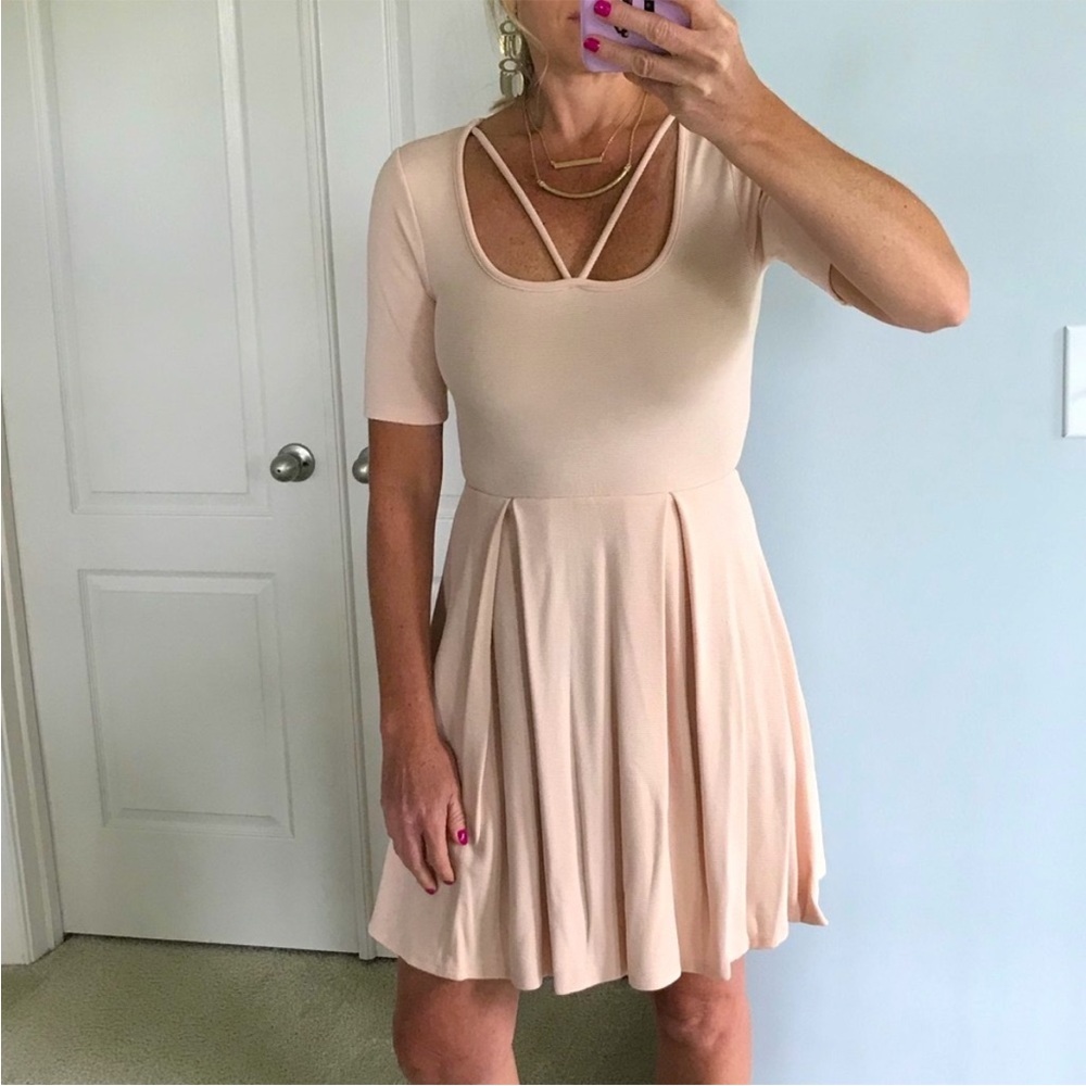 Light Peach Color Fit and Flare Dress - Picture 4 of 7